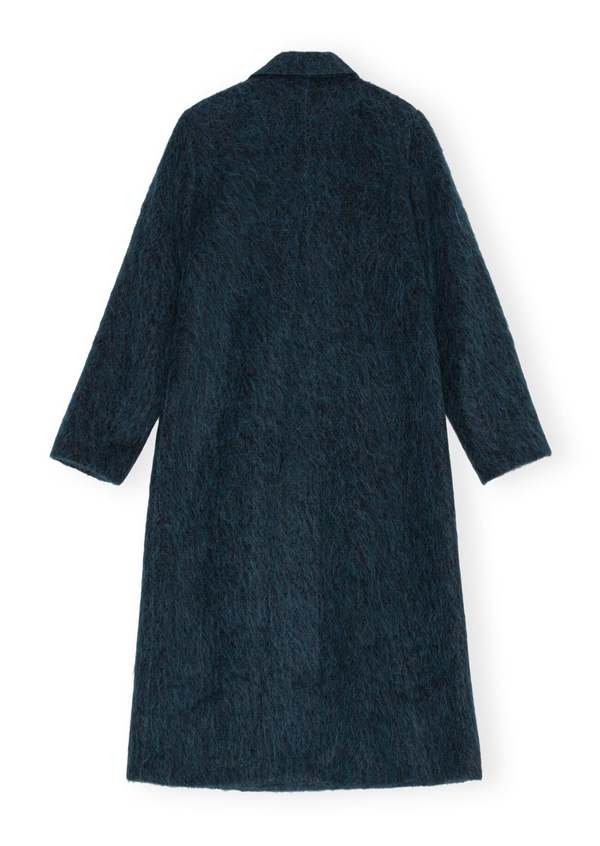Ganni Fluffy Wool Coat - Nautical Blue | Garmentory