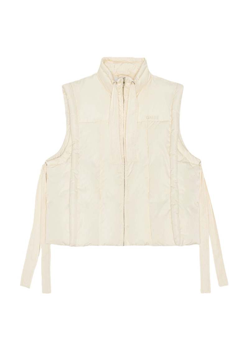 Ganni Oversized Shiny Puff Vest - Buttercream | Garmentory