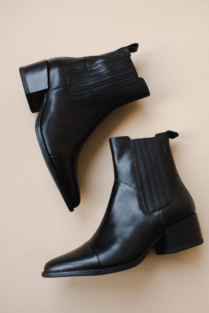 marja black leather boots