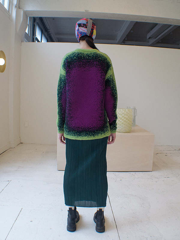 Y/Project Gradient Heavy Knit Sweater - Green/Purple | Garmentory