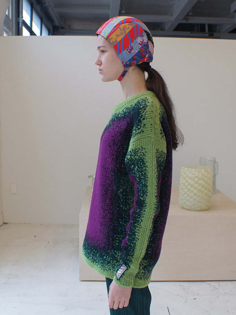 Y/Project Gradient Heavy Knit Sweater - Green/Purple | Garmentory