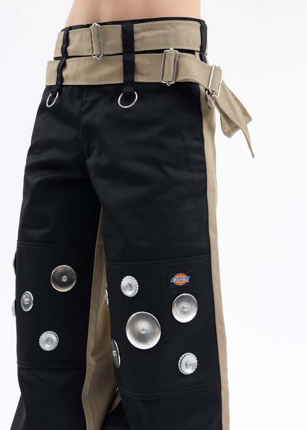 KIDILL Dickies Metal Badges Pants - Black X Khaki | Garmentory