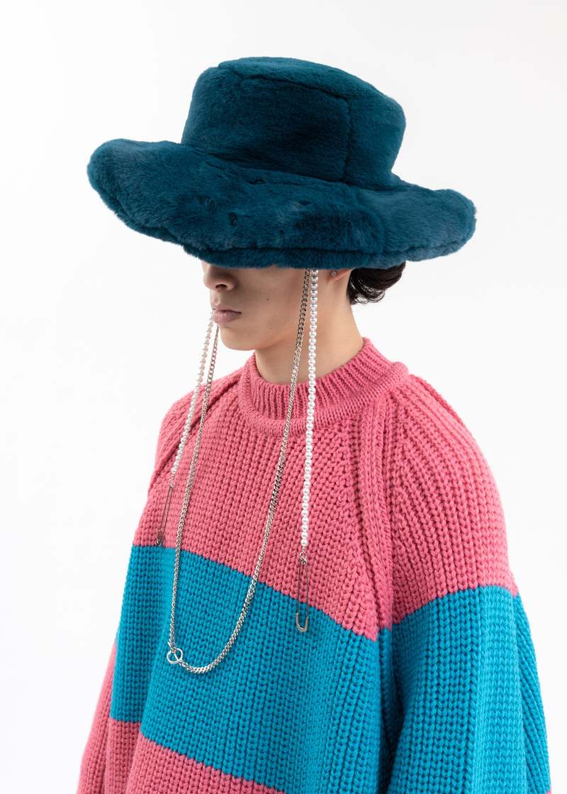 KIDILL×CA4LA 22-23AW Big Fur Hat black KIDILL Black CA4LA Edition Tartan Straw Hat Kidill