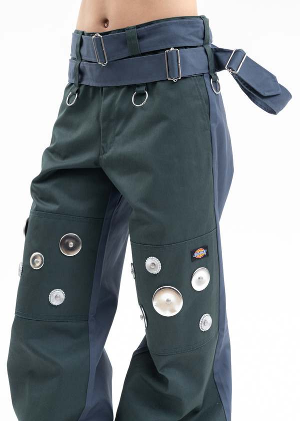 KIDILL Dickies Metal Badges Pants - Green X Blue | Garmentory