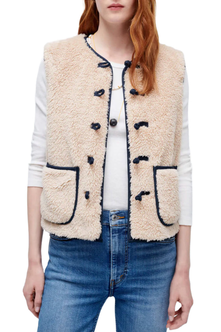 RE/DONE Knot Front Sherpa Vest Natural Garmentory