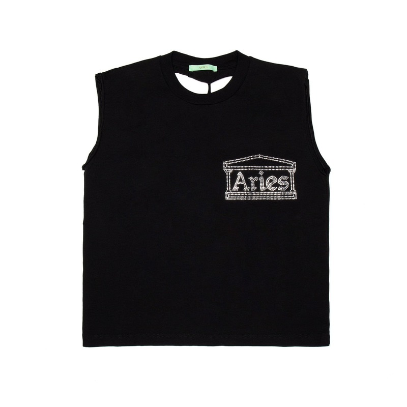Aries Arise Diamante Slash Back Shrunken Vest - Black