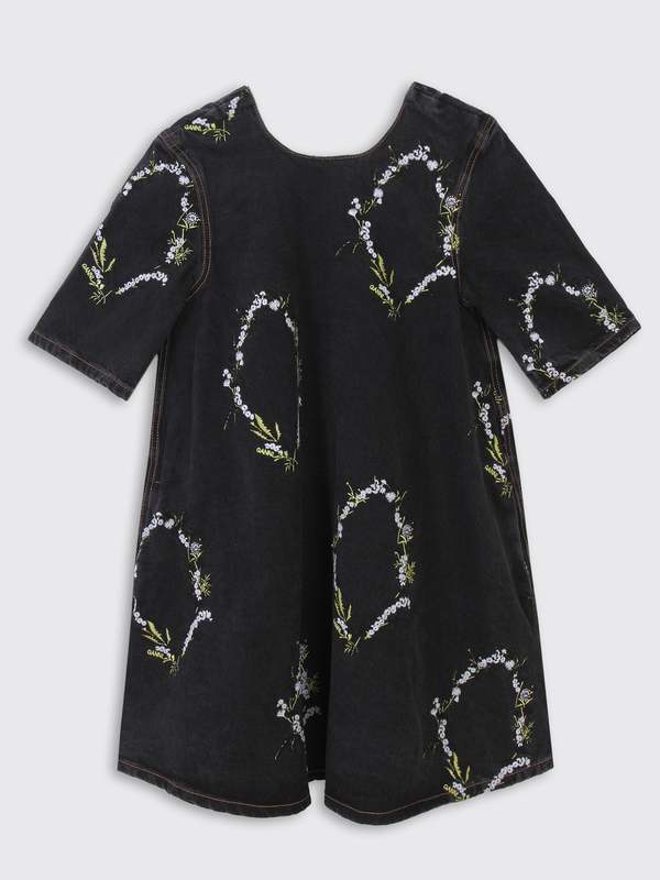 ganni embroidered dress Ganni Long Dress In Cotton Crochet