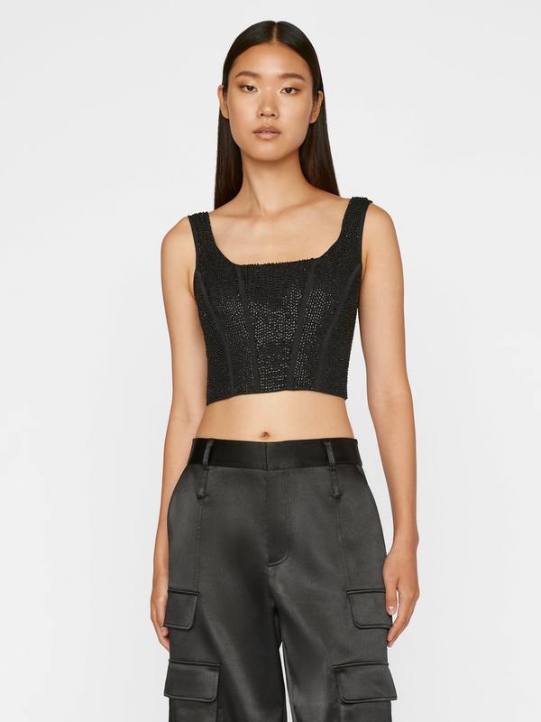 FRAME Denim Beaded Corset Top Garmentory