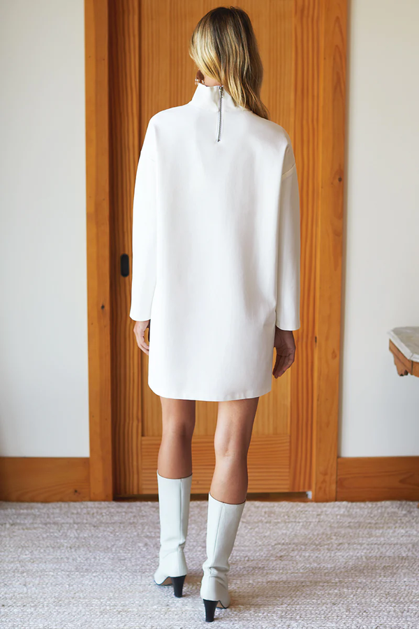 Emerson Fry Edie Turtleneck Dress - Ivory Ponte | Garmentory Emerson Fry Edie Turtleneck Dress - Ivory Ponte | Garmentory