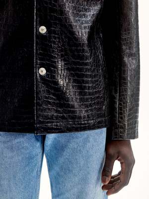Sefr francis jacket レザー our legacy Séfr Francis Jacket - Croco Black | Garmentory