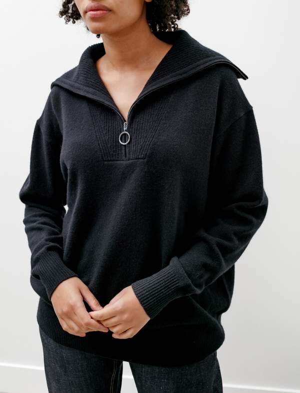 Studio Nicholson Gwyther Lambswool Oversized Zip Sweater - Black