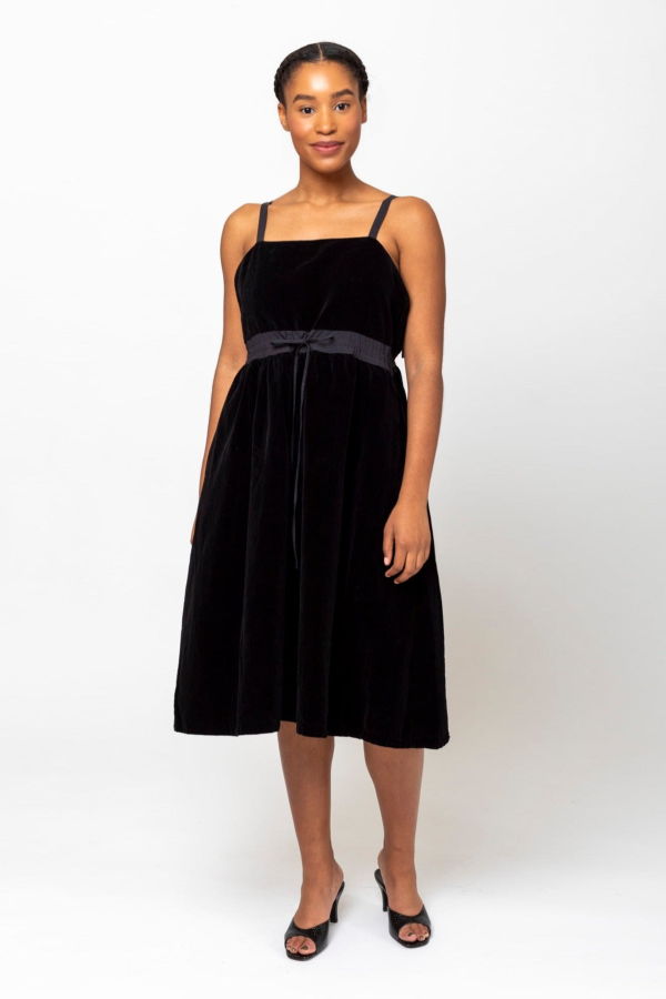 Manuelle Guibal Velvet Tobba Dress - Black