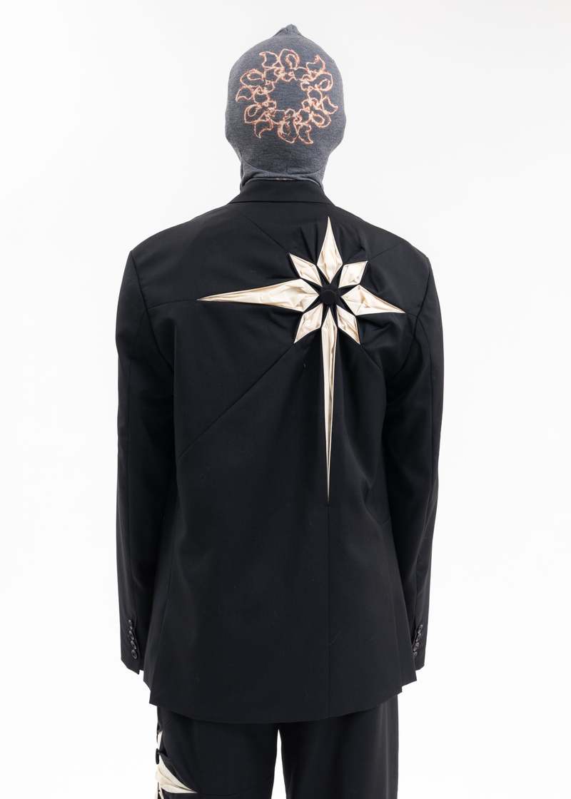 kusikohc クシコック origami flower blazer 48 KUSIKOHC ORIGAMI FLOWER BLAZER - BLACK | Garmentory