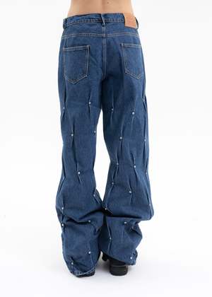 KUSIKOHC MULTI RIVET DENIM PANTS - BLUE | Garmentory