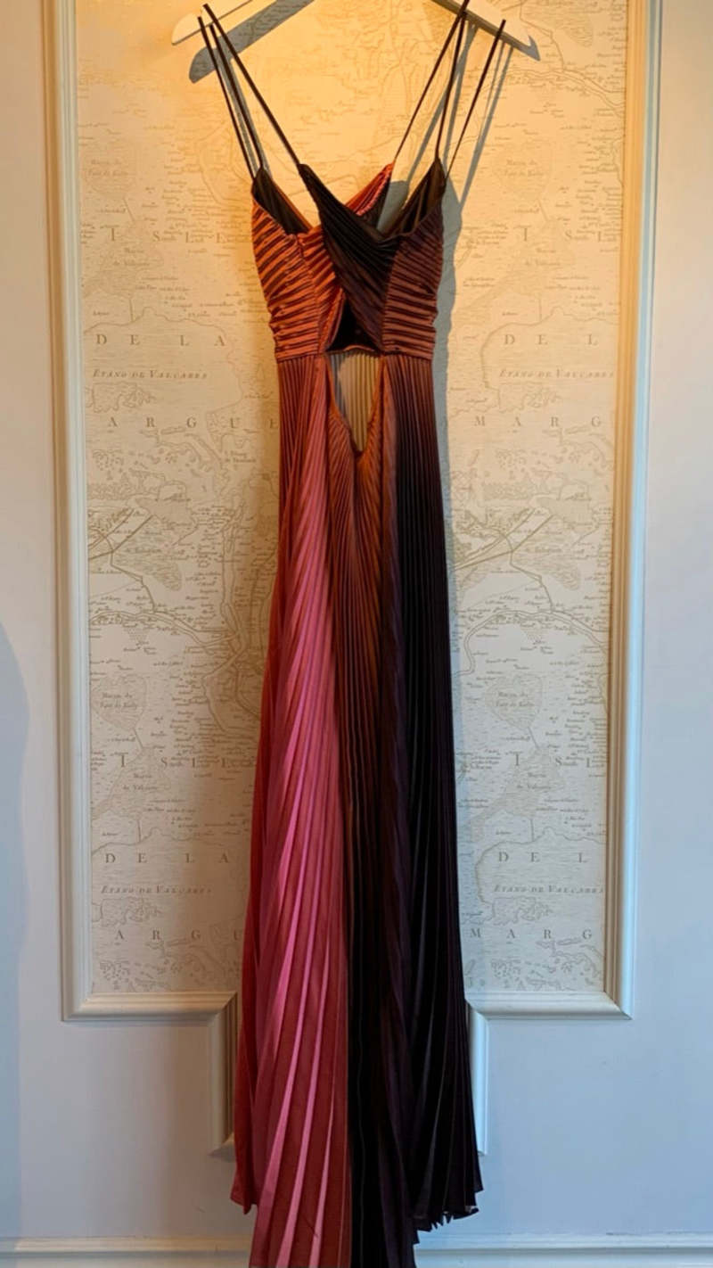 A.L.C. Ariya Pleated Maxi Dress - Pink/Brown Ombre