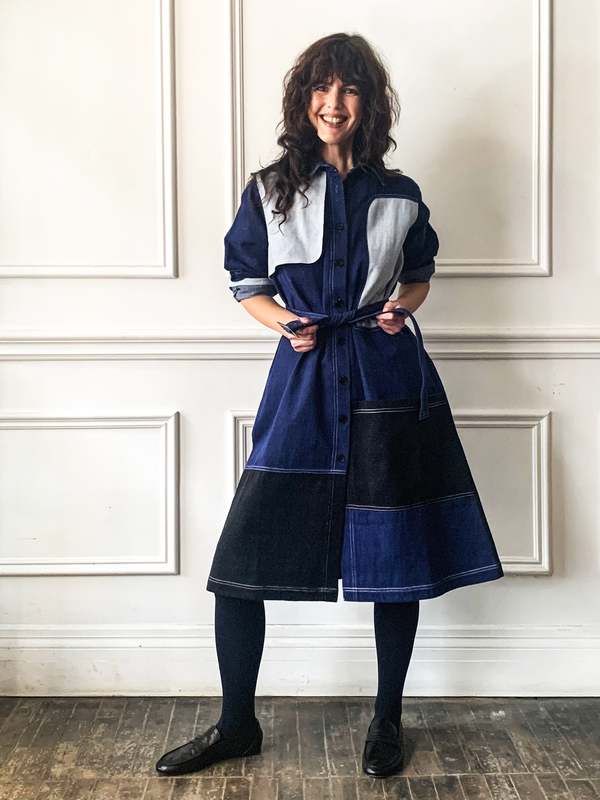 navy blue dress for baby girl Short Laine Tie Front Long Dress Light Denim