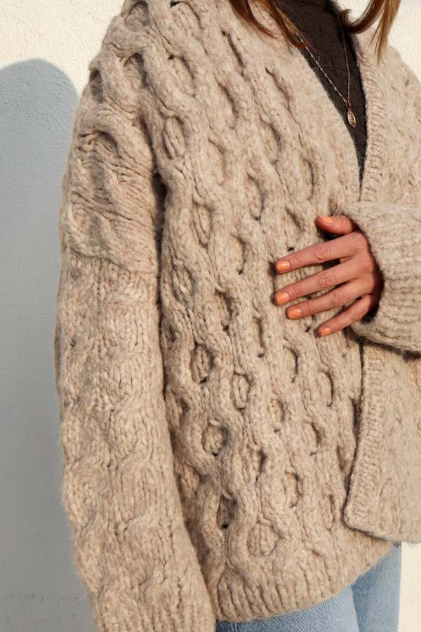 Lauren Manoogian Handknit Cable Cardigan Used | eBay