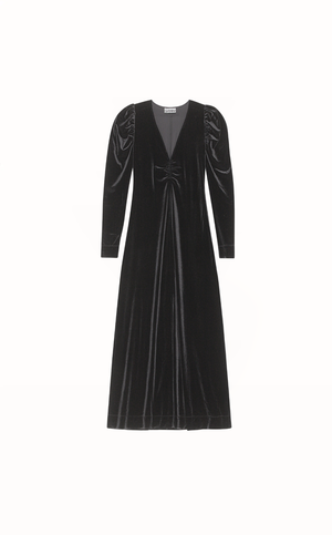 Ganni Velvet Jersey Dress - Black | Garmentory Ganni Velvet Jersey Dress - Black | Garmentory