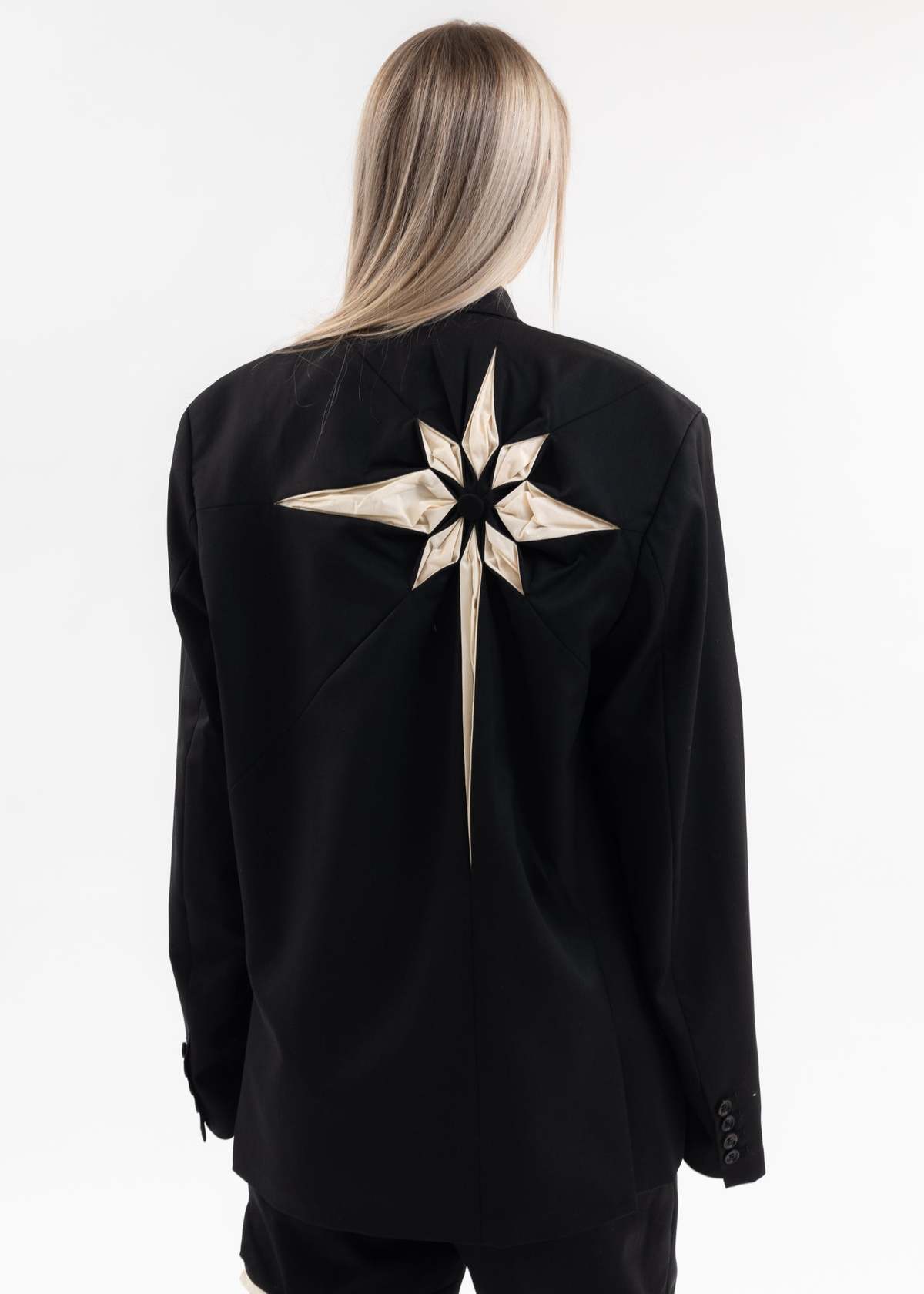 KUSIKOHC ORIGAMI FLOWER BLAZER - BLACK | Garmentory
