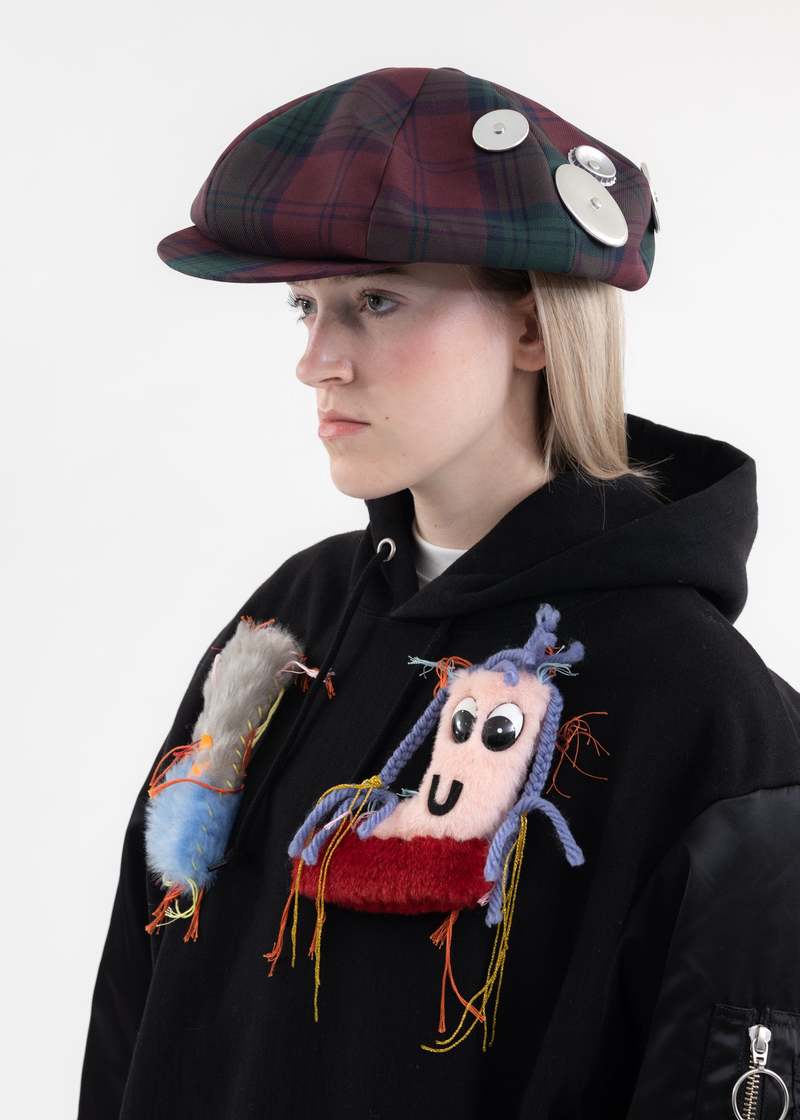 Kidill Red/Green Tartan Check Metal Badges Casquette CA4LA