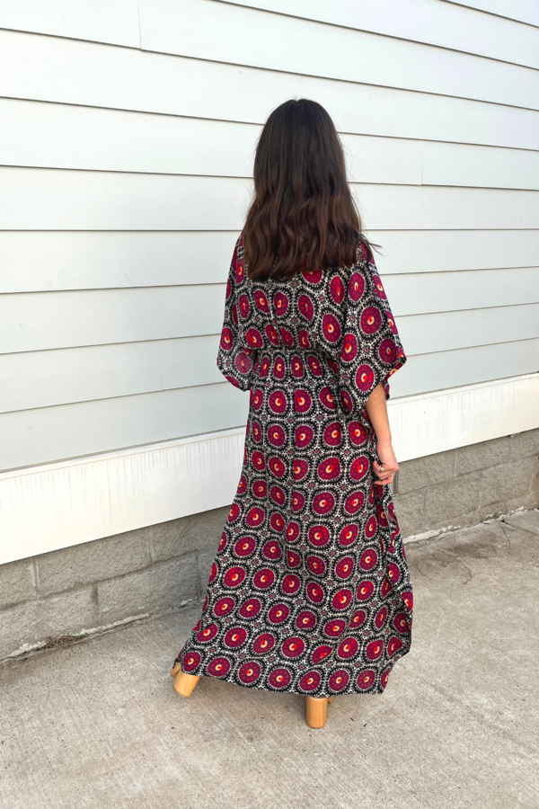 RUJUTA SHETH MARIE CINCH KAFTAN MIDNIGHT MOON PRINT