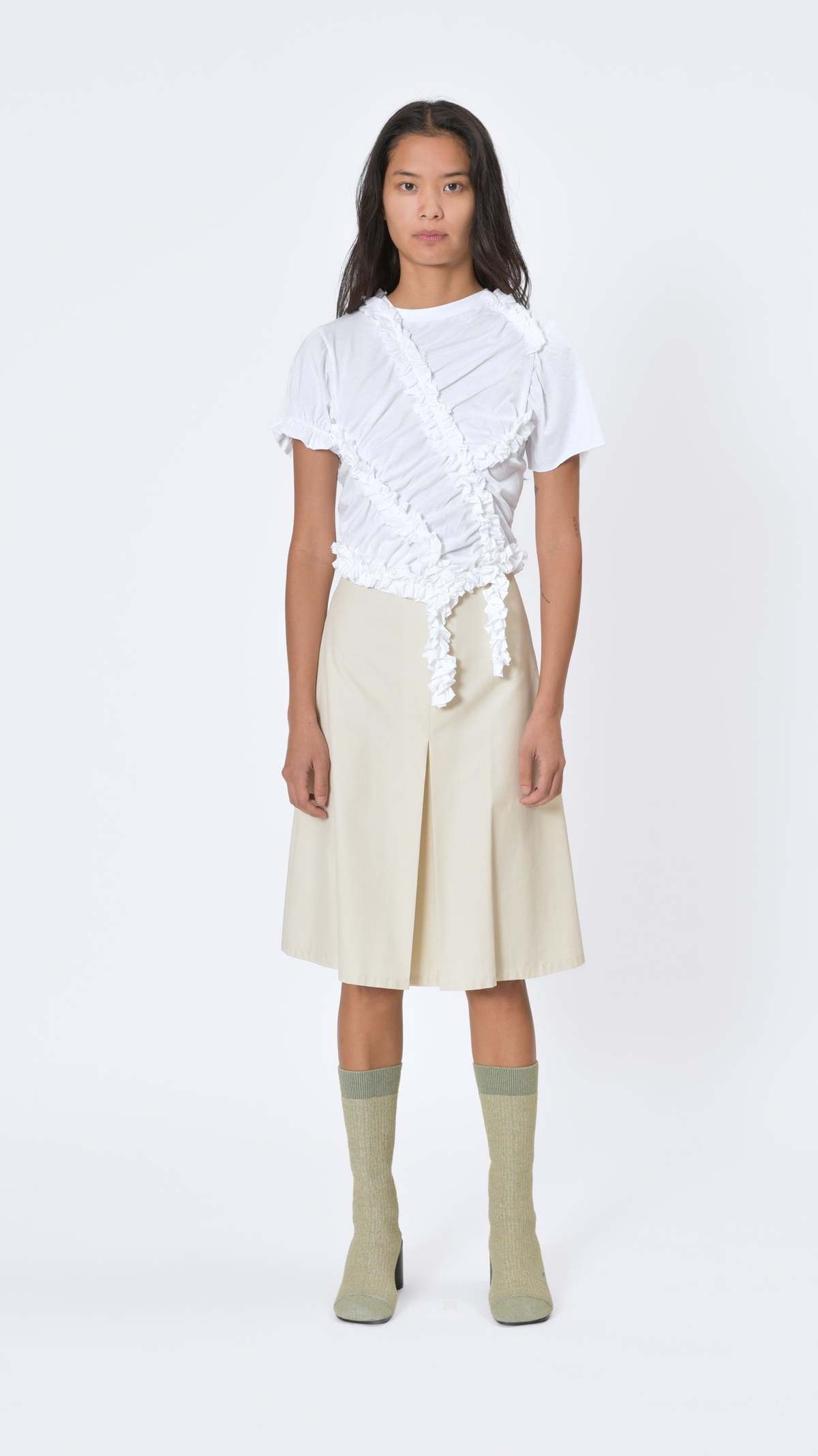 MM6 Maison Margiela Ruched マルジェラ Maison Margiela Ruched Cotton Top - White | Garmentory