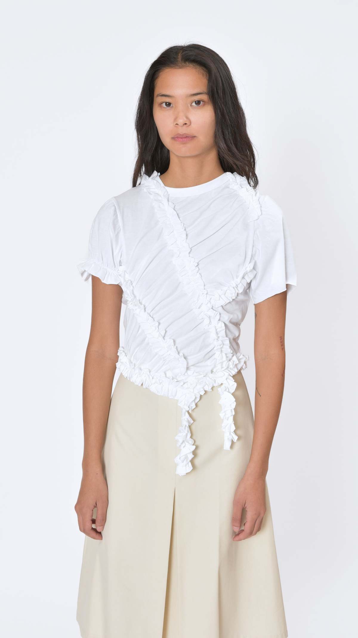 Maison Margiela Ruched Cotton Top - White | Garmentory