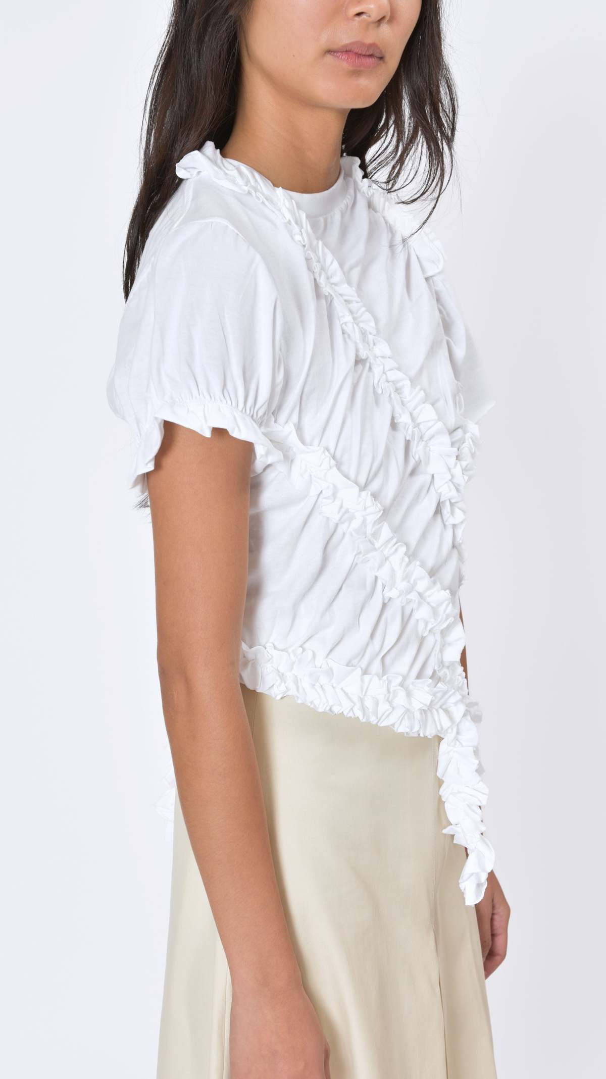 Maison Margiela Ruched Cotton Top - White | Garmentory