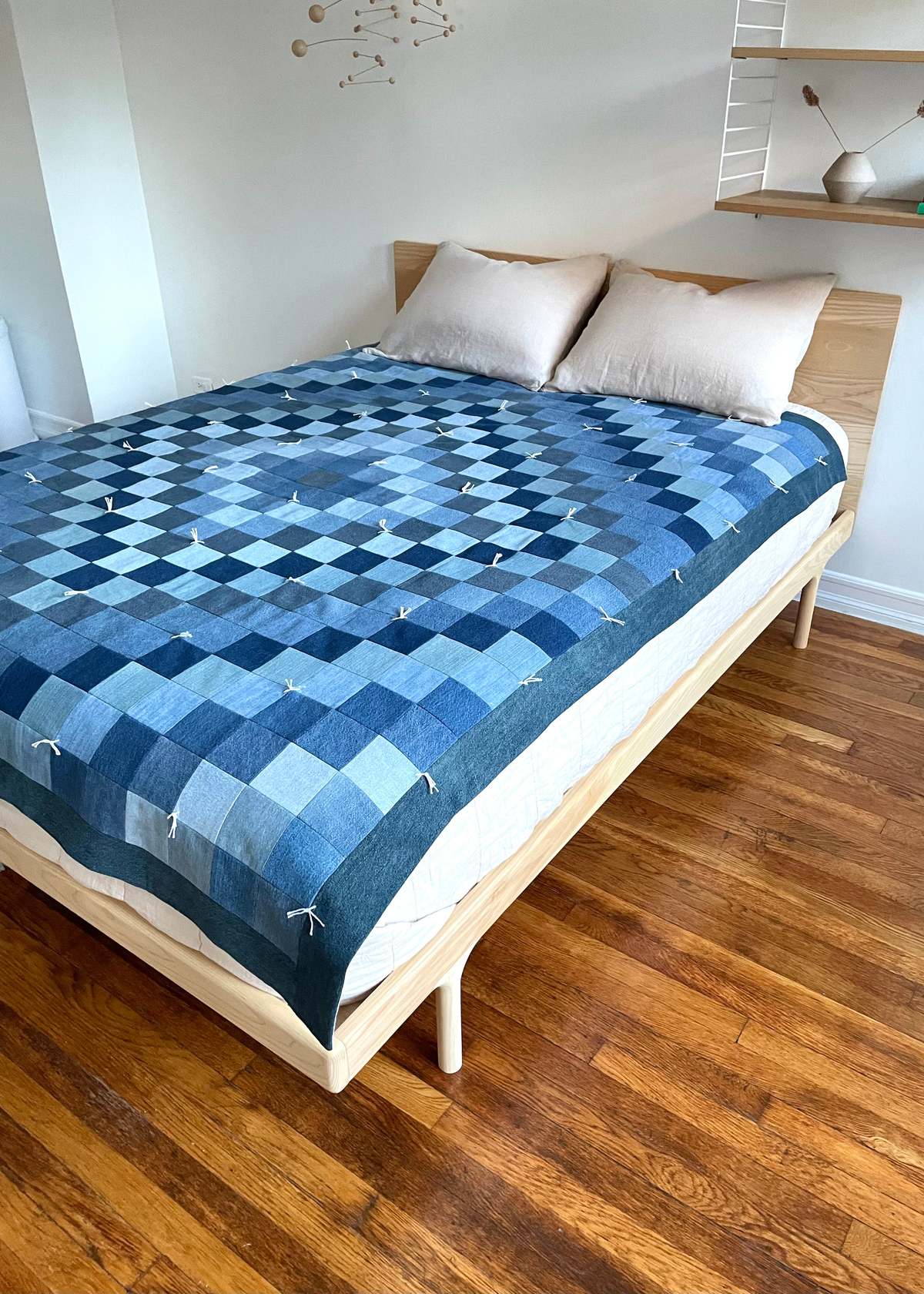 DUO NYC Vintage Denim Patchwork Quilt - Blue | Garmentory