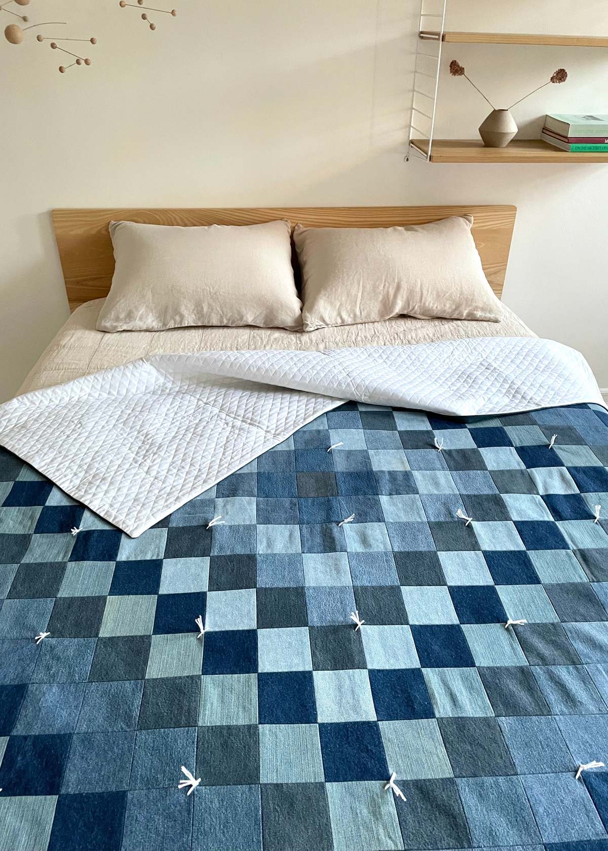 DUO NYC Vintage Denim Patchwork Quilt - Blue | Garmentory
