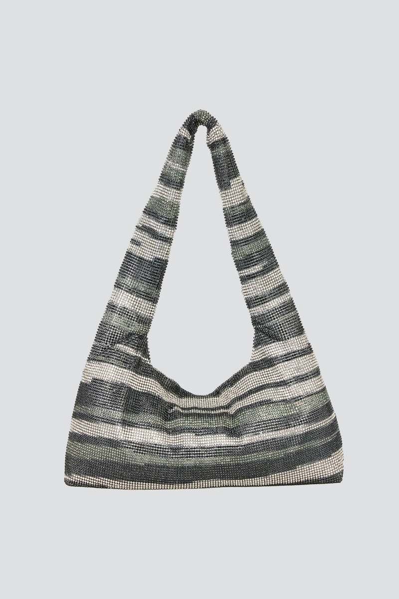 【関税込み】Kara グレー Crystal Mesh Armpit バッグ KARA Women's' Mini Crystal Mesh Armpit Bag in Silver | LN-CC®