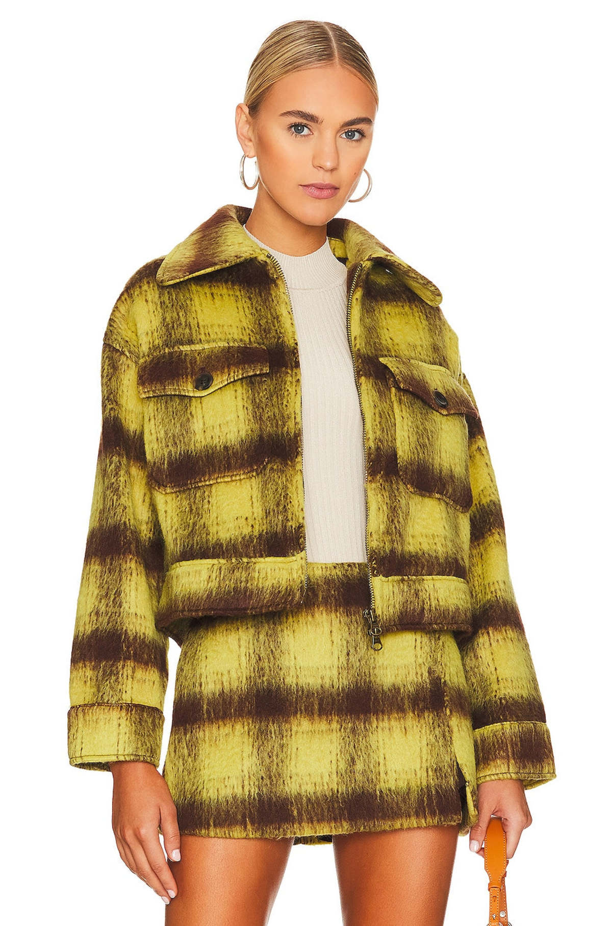 Line & Dot Chloe Jacket - Yellow/Brown Plaid - Image 1 of 3