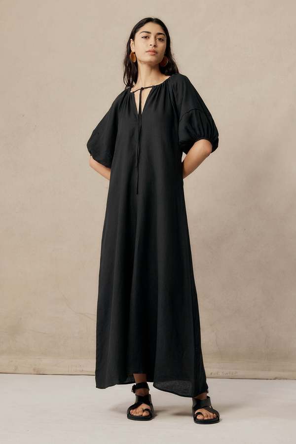 knee length dresses for ladies Anya Linen Halter Mini Dress - Oat Marle