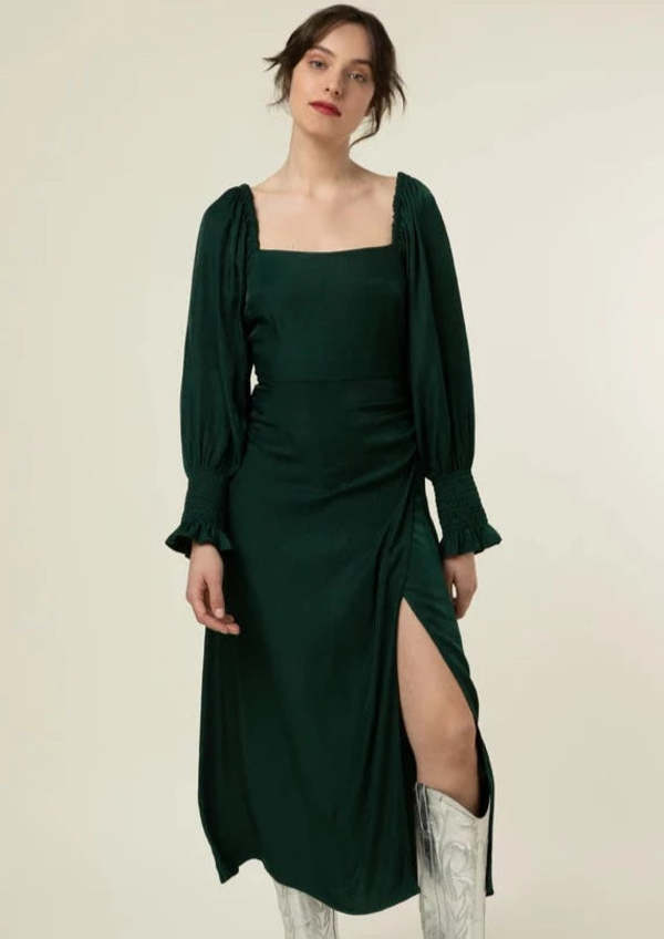 slim fit dress slacks Frnch Amalya Women's Vert Dress Green / S main image 1