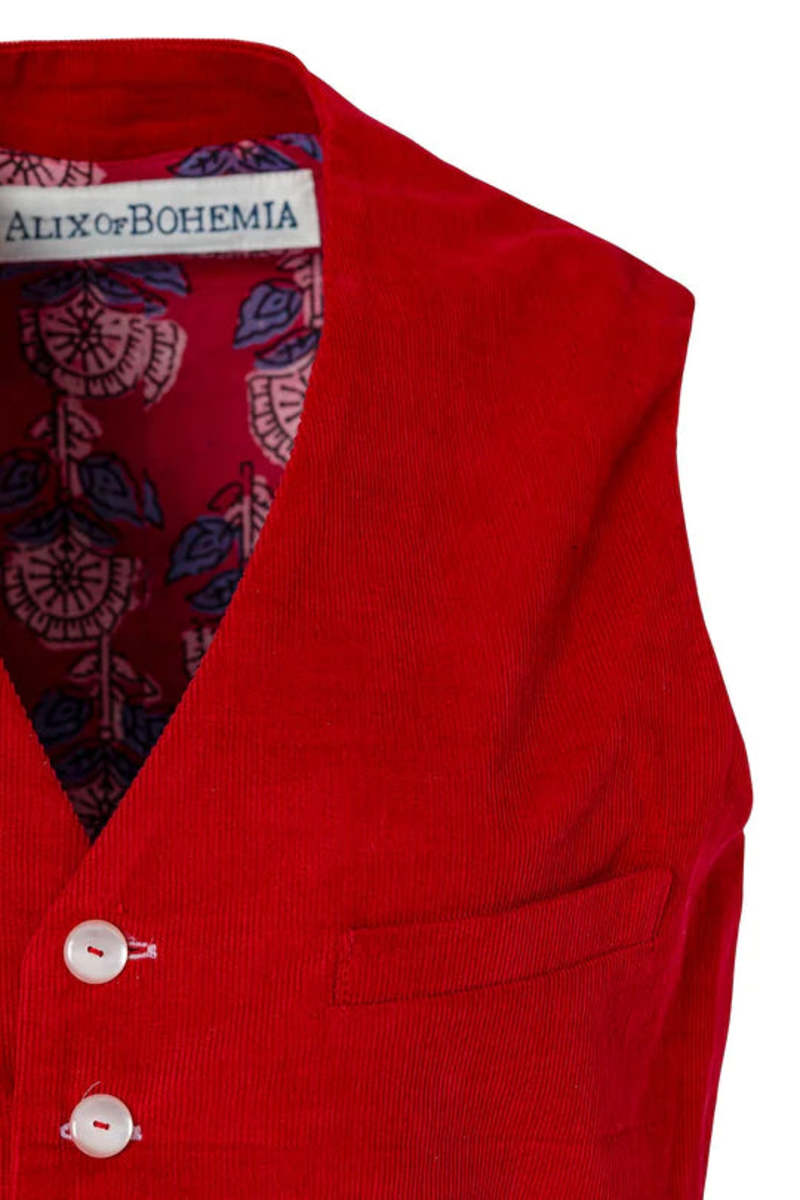 Alix Of Bohemia Wyatt Cord Vest - Ruby