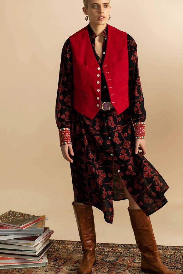 Alix Of Bohemia Wyatt Cord Vest - Ruby