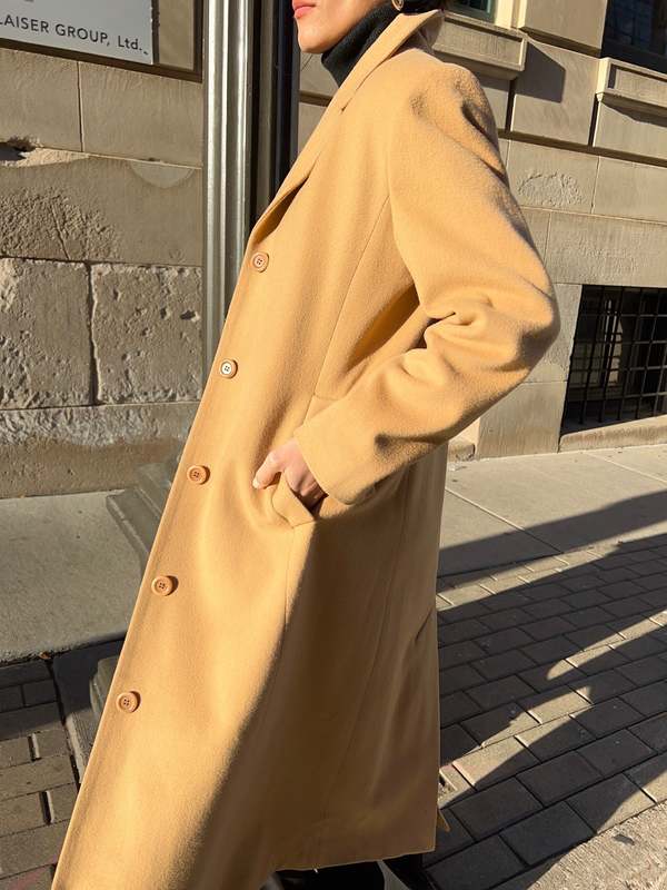 The Blake (Long) Coat - Camel Wool Silk