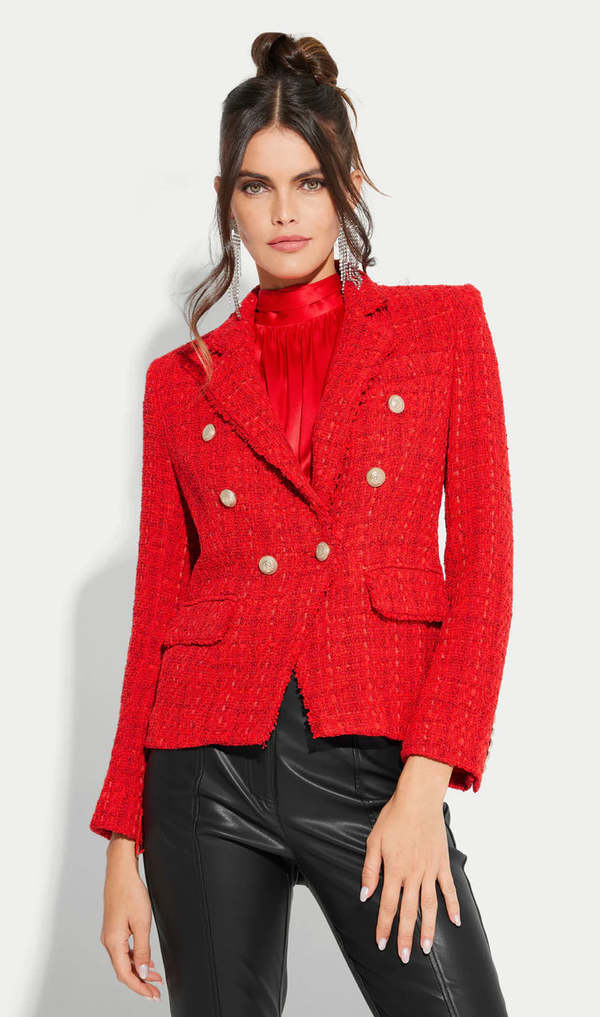 Generation Love Eliza Chain Tweed Jacket - Red | Garmentory