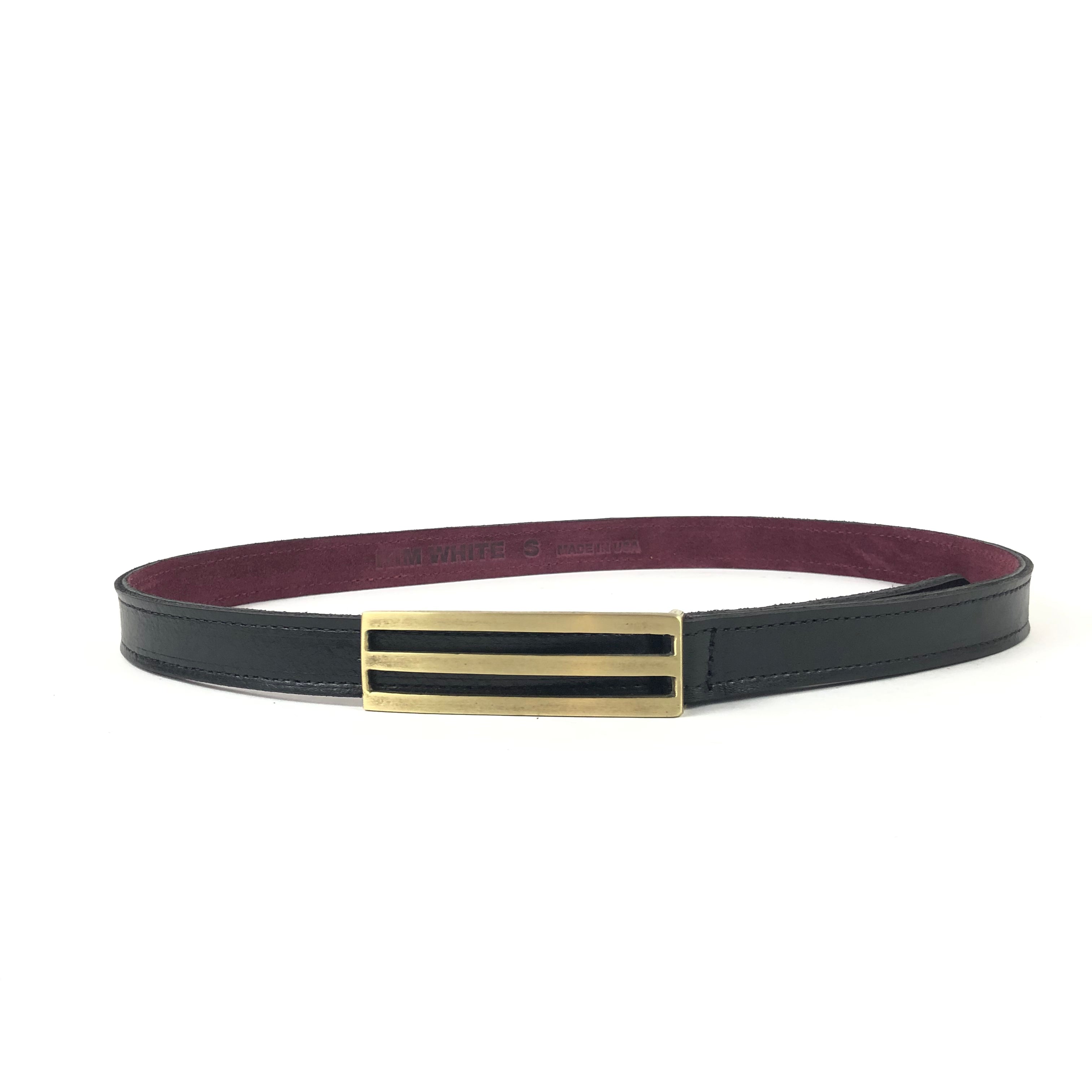 Kim White Triple Loop Leather Belt Size S Kim White - Black Leather Triangle Waist Belt | Mitchell Stores main image 3