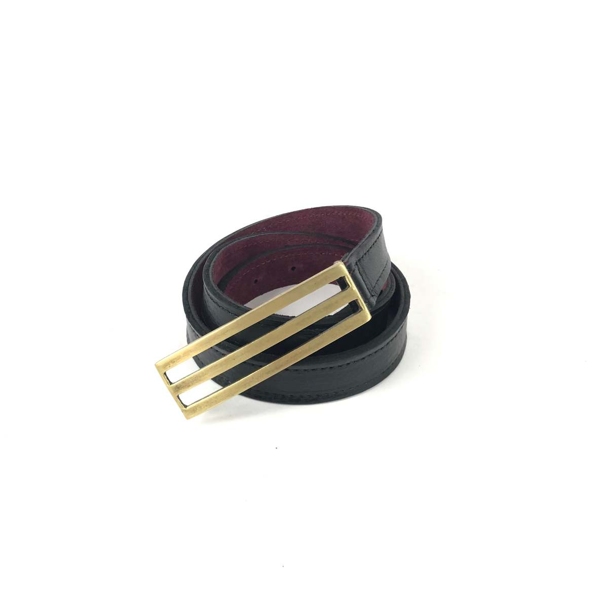 Kim White Triple Loop Leather Belt Size S Kim White - Black Leather Triangle Waist Belt | Mitchell Stores main image 4