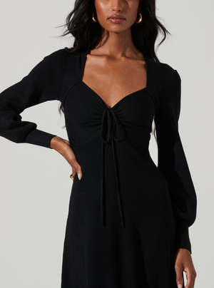 ASTR The Label Sweetheart Long Sleeve Midi Dress - Black | Garmentory ASTR The Label Sweetheart Long Sleeve Midi Dress - Black | Garmentory