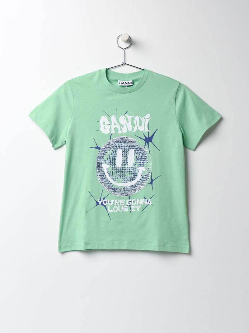 【GANNI】JERSEY SMILEY RELAXED T SHIRT Ganni Light Jersey Smiley Relaxed T-shirt White | BSTN Store