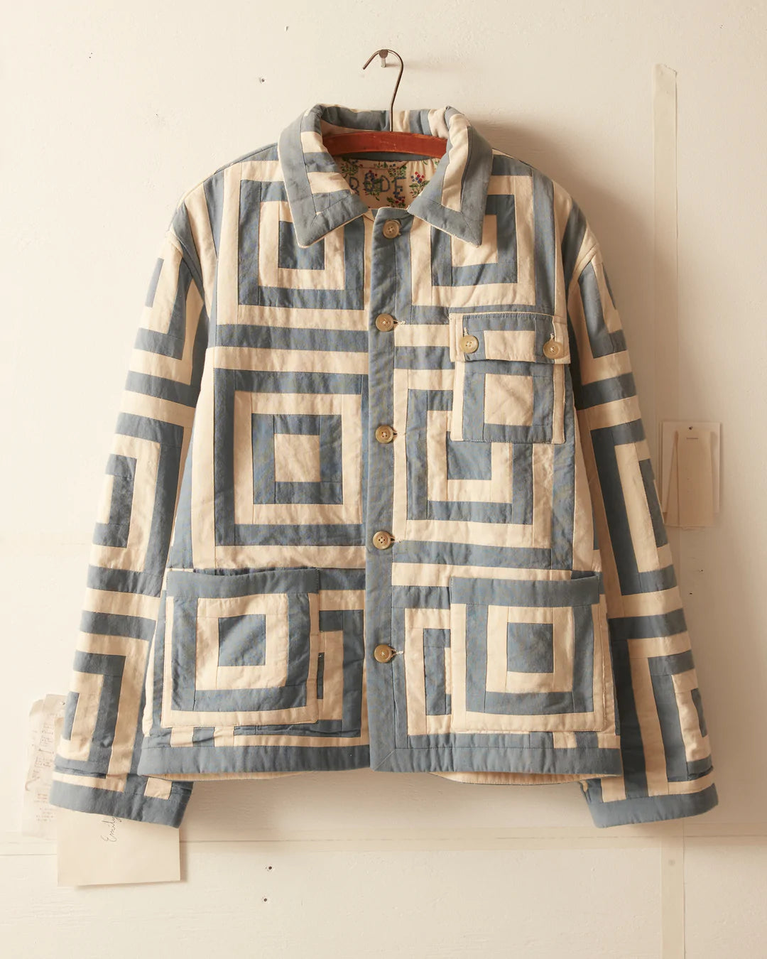 Bode White House Steps Quilt Jacket - Blue/Cream | Garmentory