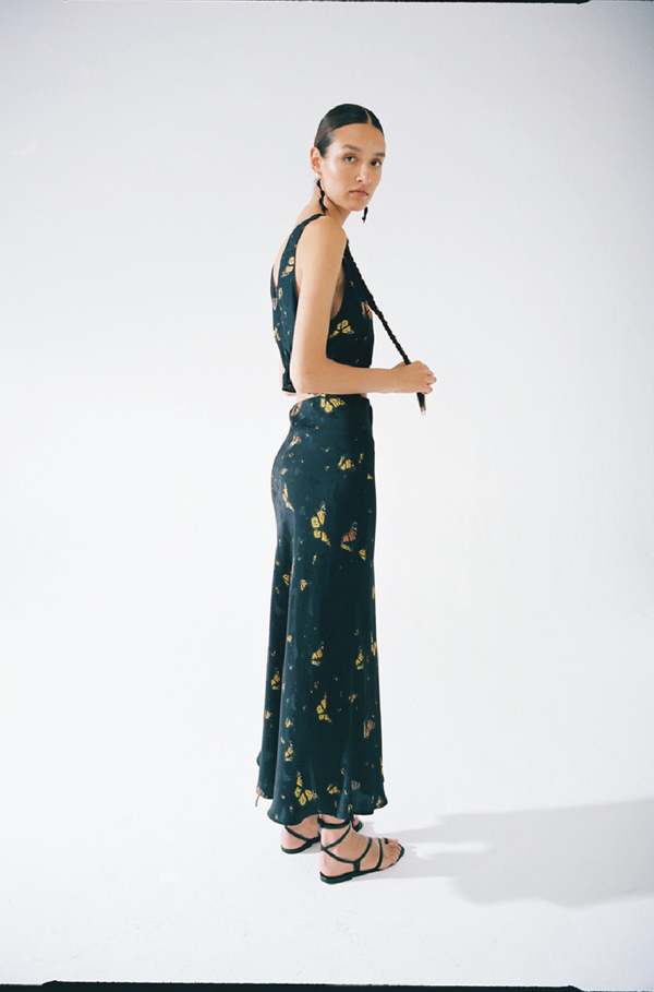green floral floor length dress Hunter Green Floral Smocked Top Maxi Dress With Slit main image 0