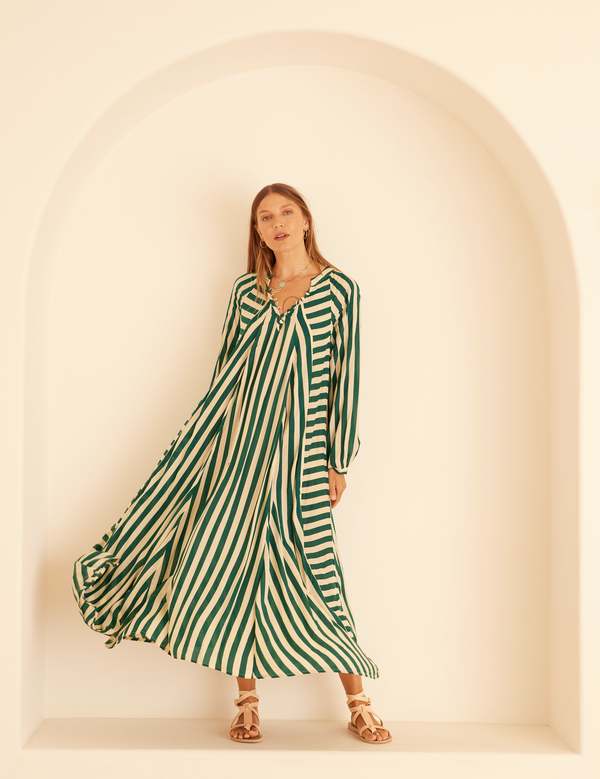 mango green stripe dress Joseph Martini Habotai Silk Dress - Size 36 - Blue