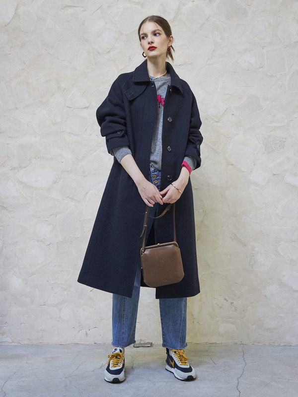 Maison De Ines Wool Stitch Coat - Navy