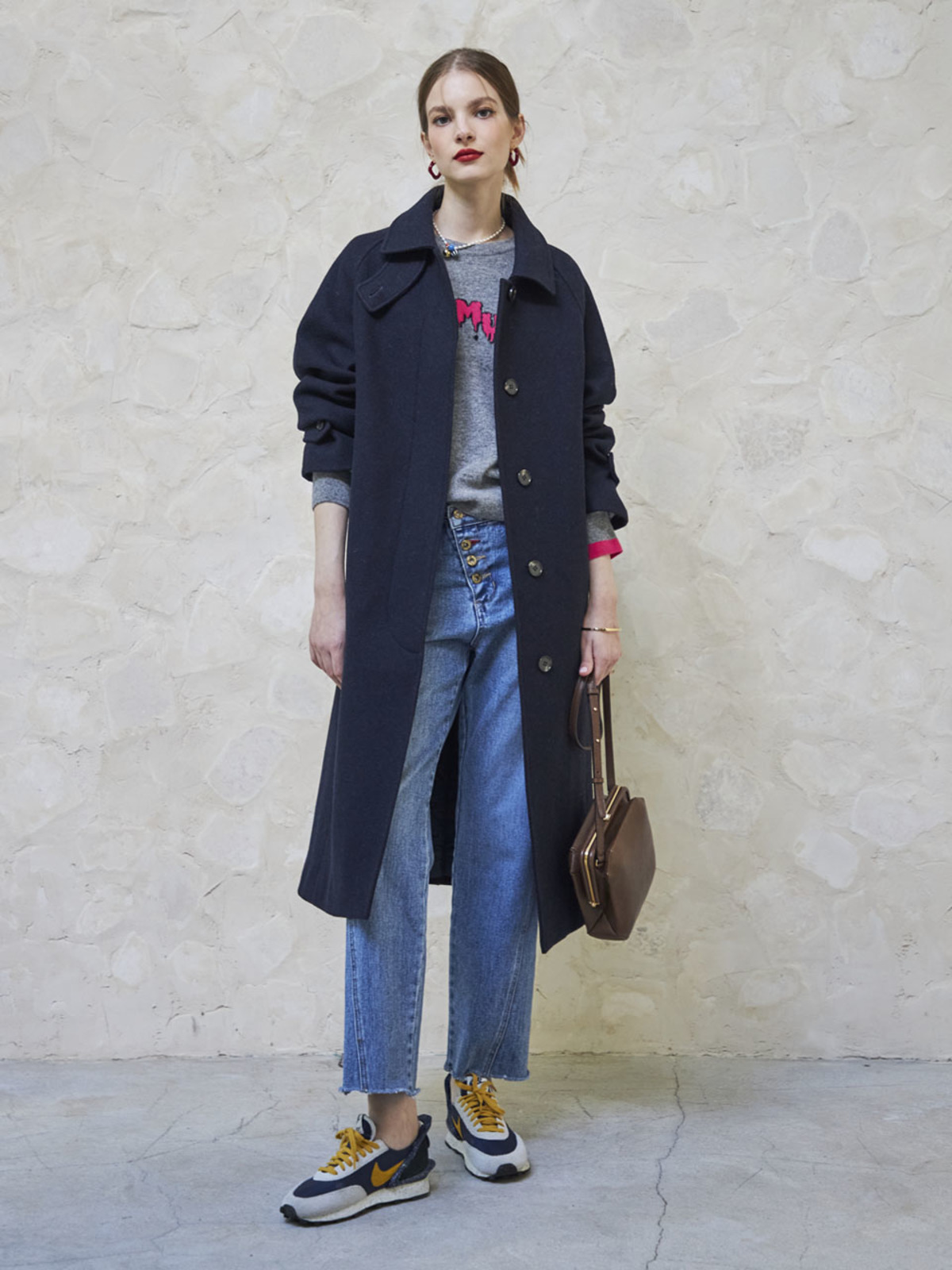 Maison De Ines Wool Stitch Coat - Navy - Image 4 of 5