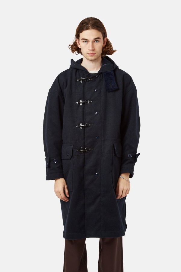 Engineered Garments Oversized Fireman Duffle Coat - Dark Navy Blue