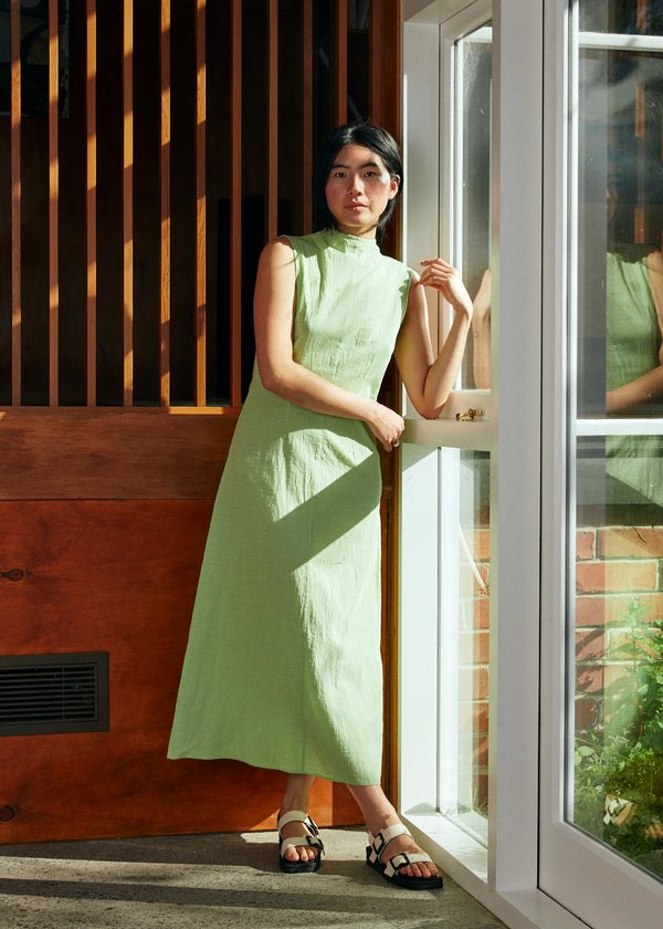 penny's green dress Penny Sage Double Fantasy Dress - Pistachio