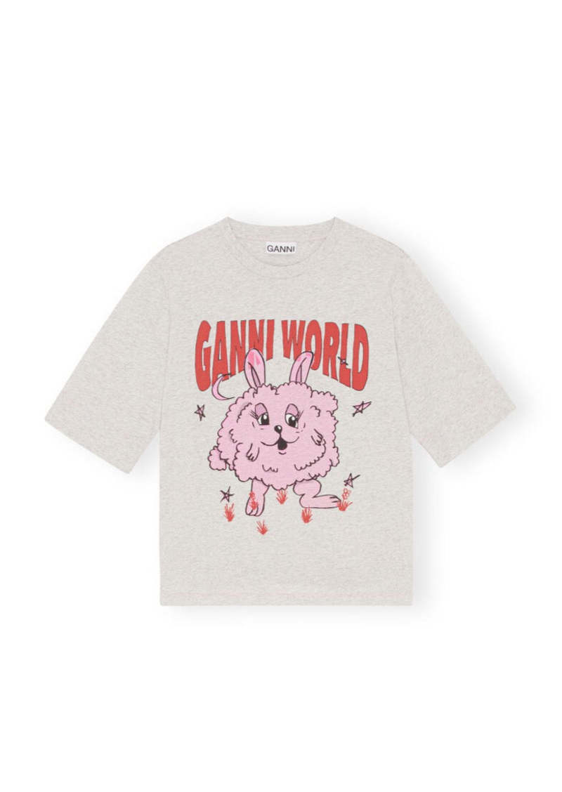 【関税＆送料込み】Ganni Puppies Wool T-Shirt Ganni Leopard Logo Crewneck T-Shirt | Saks Fifth Avenue
